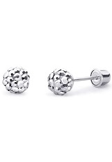 handsome teensy crystal ball cubic zirconia white gold baby earrings
